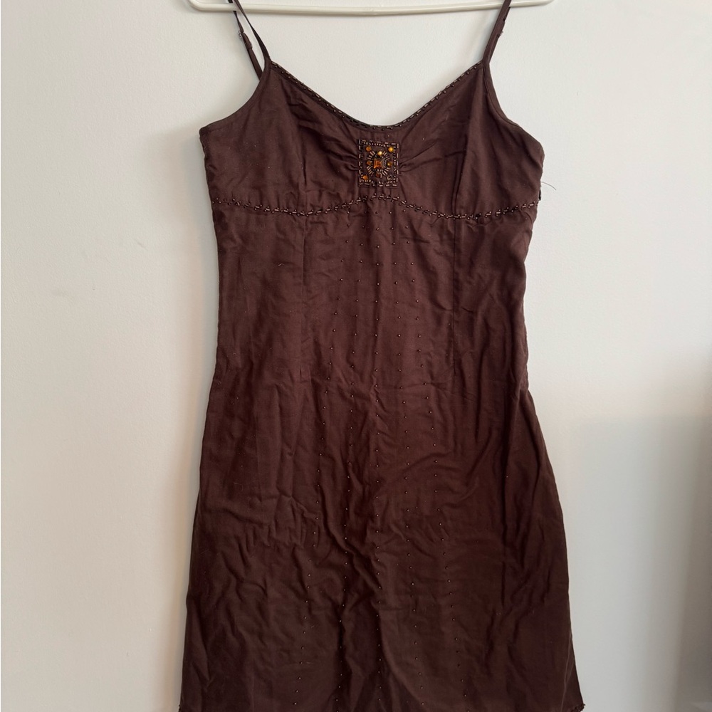 Point Zero Brown Beaded Dress - Picture 1 of 6